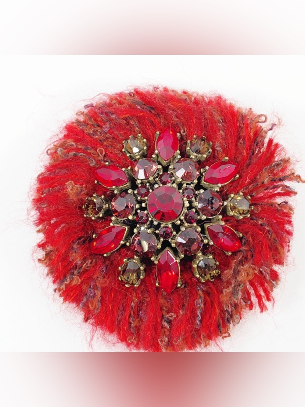 Gerard Yosca Red Crystal Floral Brooch Pin - Women Jewelry